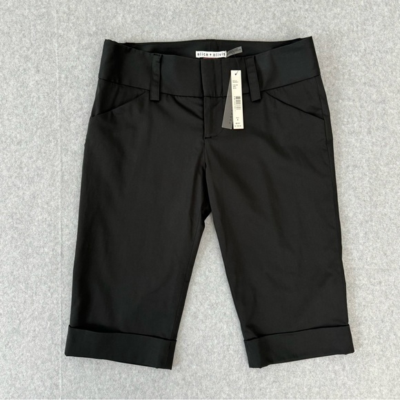 Alice + Olivia Shorts Womens Black Cuffed Hem Bermuda Shorts Size 4 Preppy